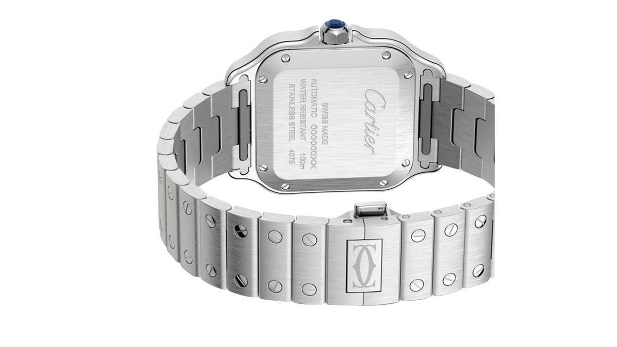 Santos De CRT Watch, Medium Model, Automatic Winding, Steel Case, Interchangeable Leather Strap