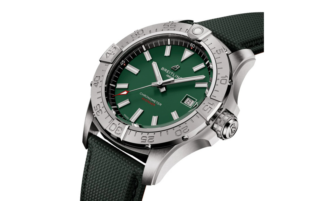 BRT Avenger Automatic 42mm Mens Watch Green Leather