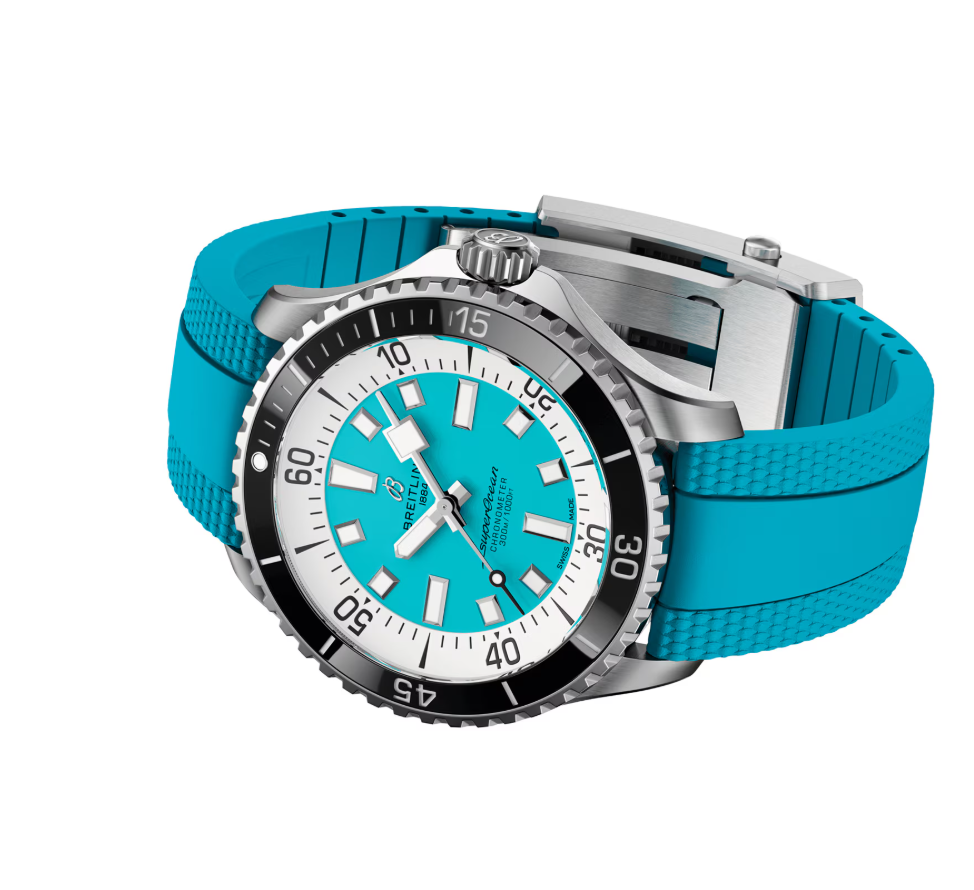 BRT Superocean Automatic 44mm Mens Watch Turquoise Rubber