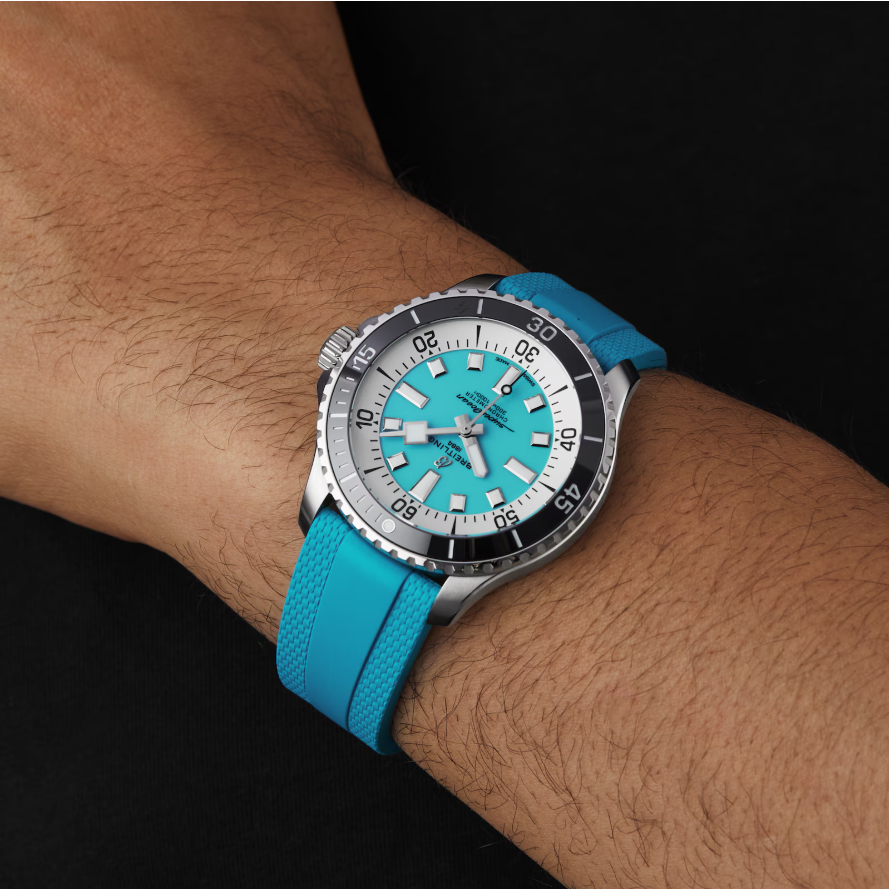 BRT Superocean Automatic 44mm Mens Watch Turquoise Rubber
