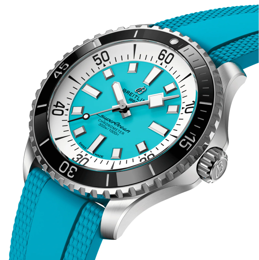 BRT Superocean Automatic 44mm Mens Watch Turquoise Rubber