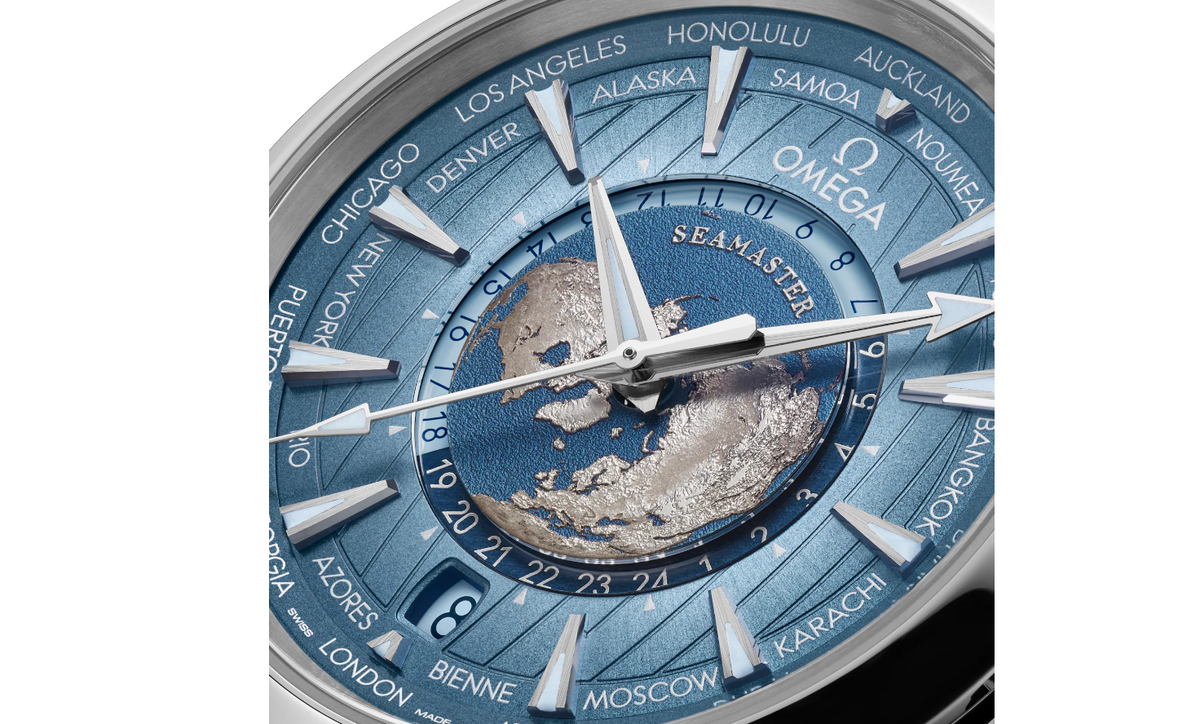 OMG Seamaster Aqua Terra 150M Co-Axial Master Chronometer Gmt Worldtimer 43mm Summer Blue