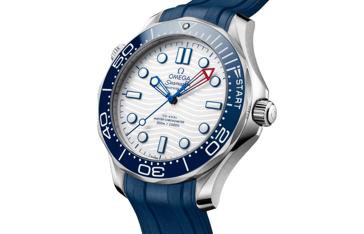 OMG Seamaster Diver Americas Cup 300m 42mm Mens Watch White Rubber Strap