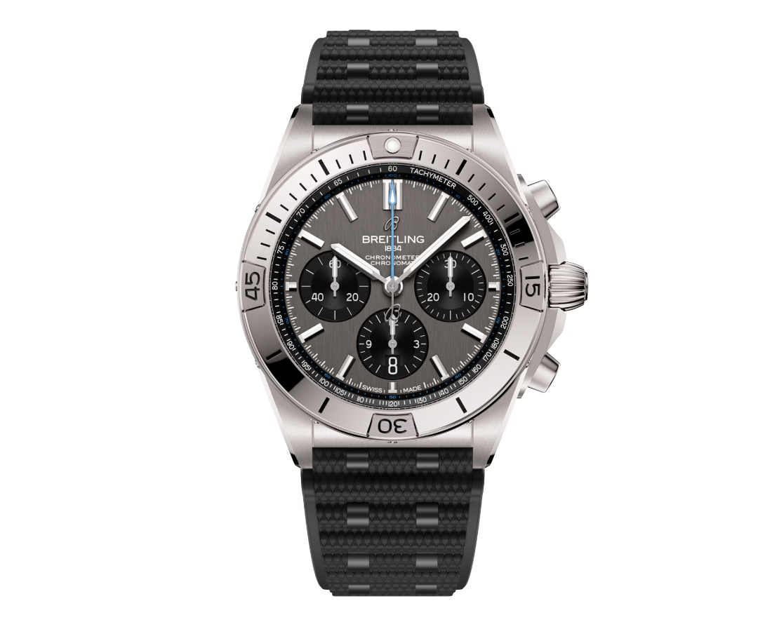 BRT Chronomat B01 42mm Mens Watch Grey Rubber