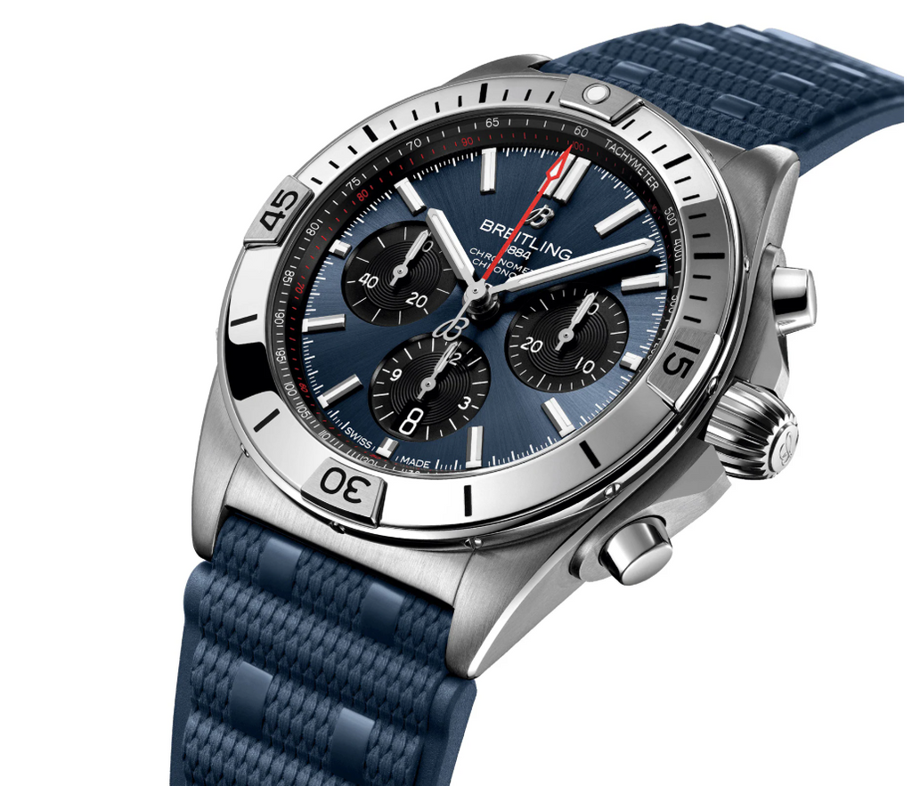 BRT Chronomat B01 Chronograph 42mm Mens Watch Blue Rubber