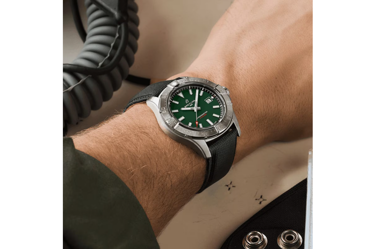 BRT Avenger Automatic 42mm Mens Watch Green Leather