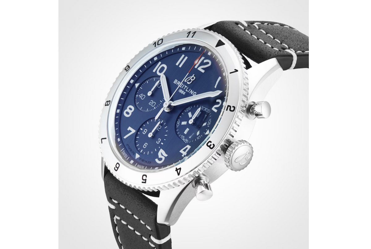 BRT Classic AVI Chronograph 42 Tribute to Vought F4U Corsair Leather Strap Watch
