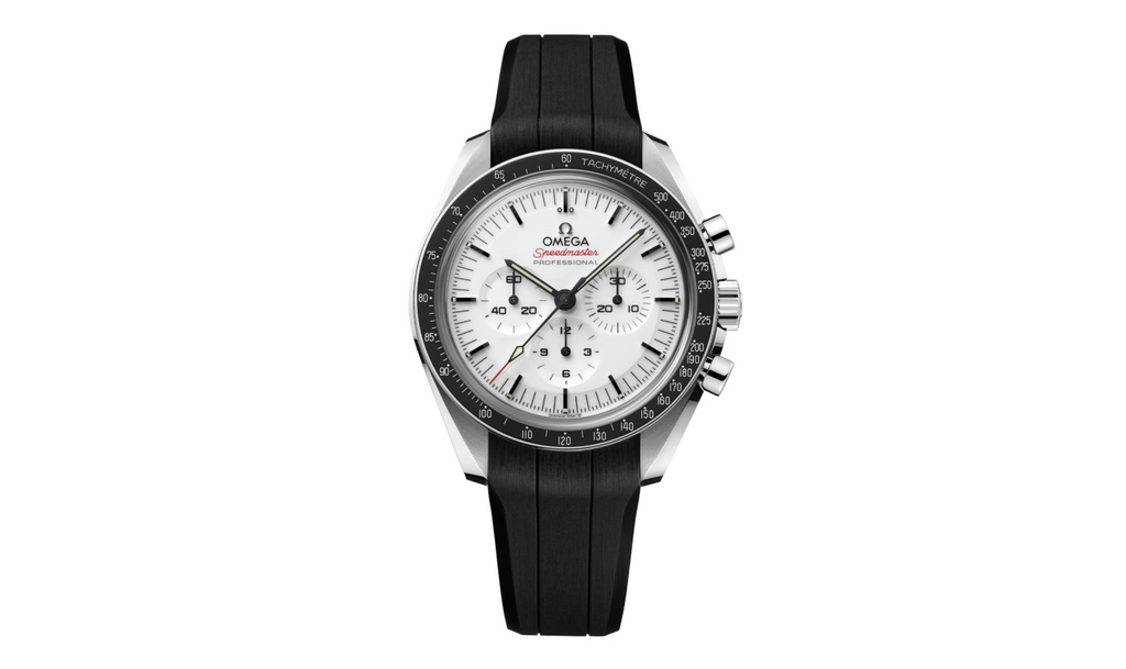 OMG Speedmaster Moonwatch Professional 42mm Mens Watch White Leather