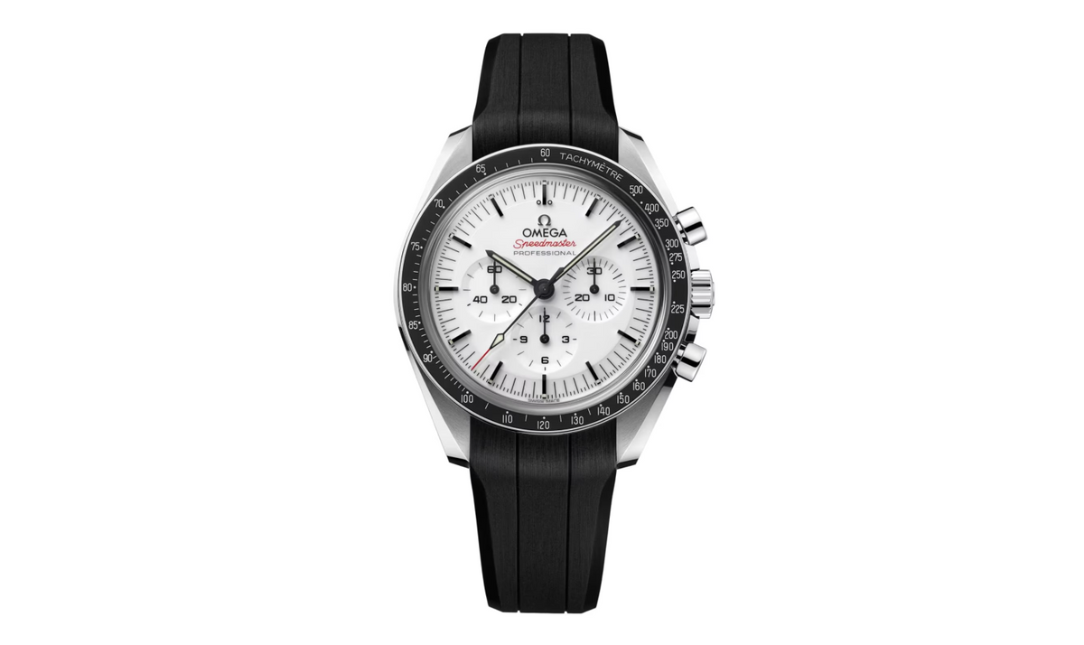 OMG Speedmaster Moonwatch Professional 42mm Mens Watch White Leather