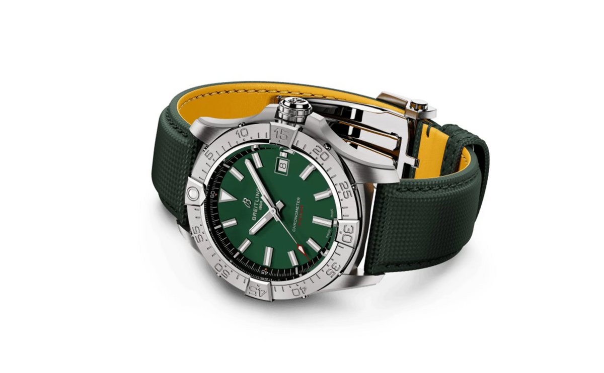 BRT Avenger Automatic 42mm Mens Watch Green Leather