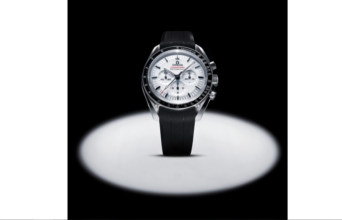 OMG Speedmaster Moonwatch Professional 42mm Mens Watch White Leather