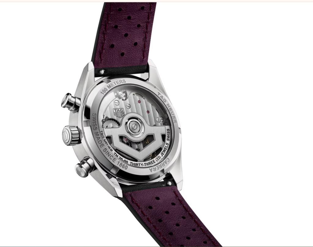 TGHR Heuer Carrera Glassbox 39mm Mens Watch Purple