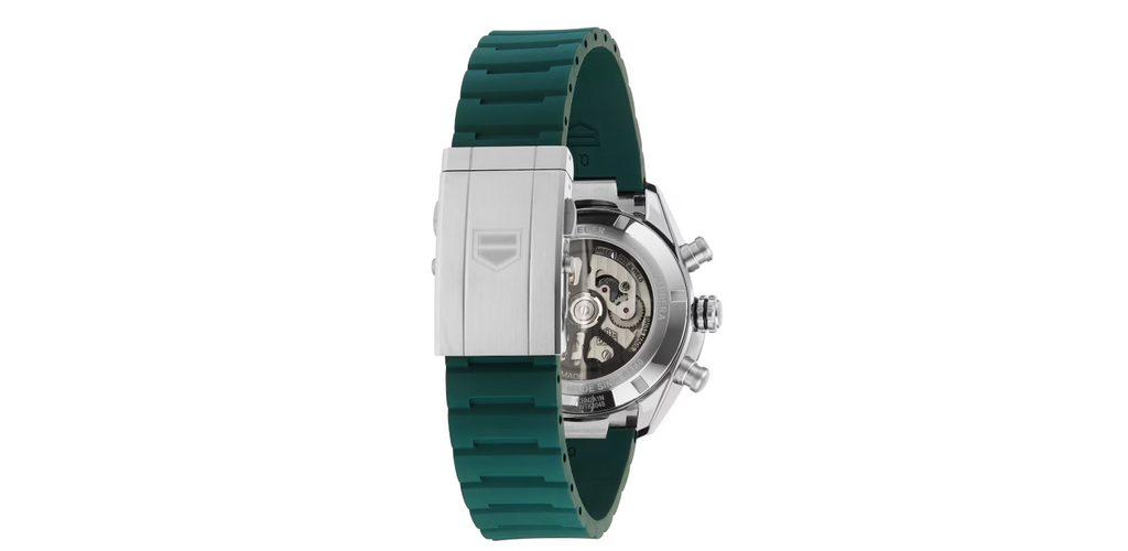 TGHR Carrera Chronograph 44mm Mens Watch Green Rubber