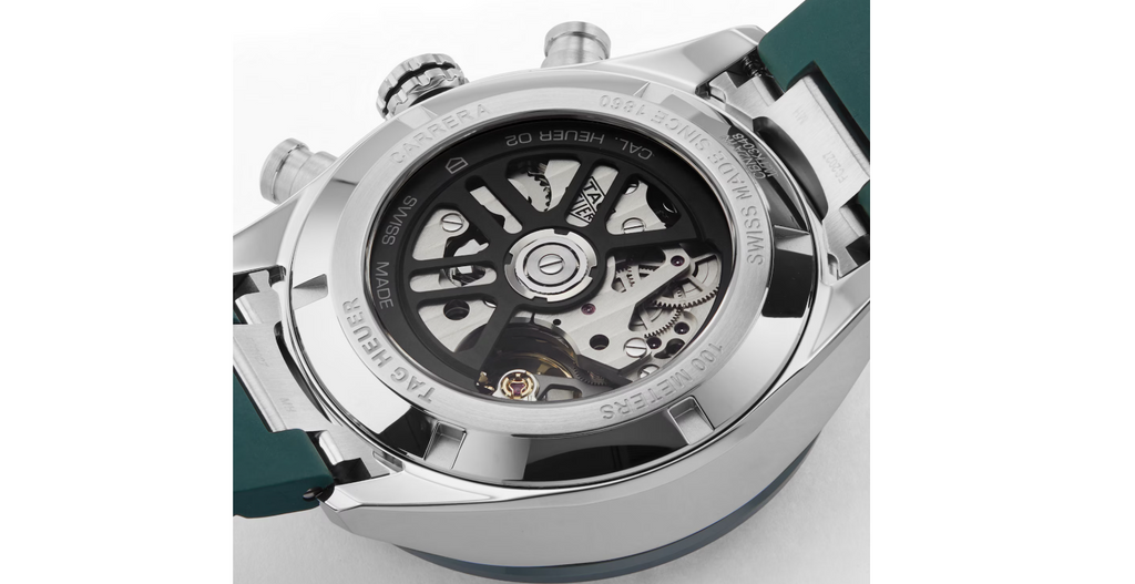 TGHR Carrera Chronograph 44mm Mens Watch Green Rubber
