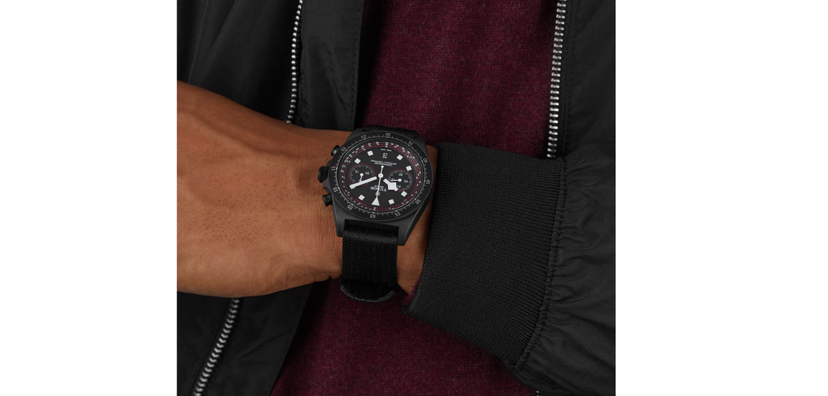 TDR Pelagos FXD Chrono "Cycling Edition" 43mm black carbon composite case black fabric strap