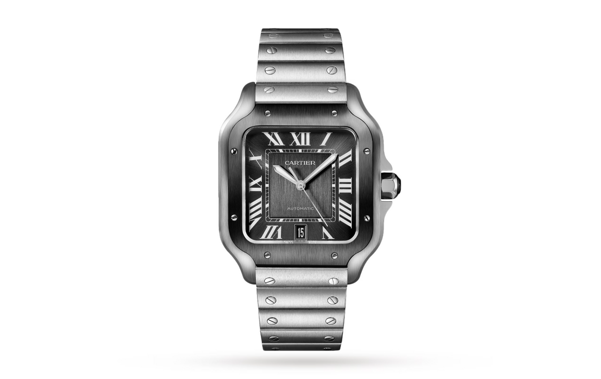Santos De CRT Watch Large Model, Automatic Movement, Steel, ADLC, Interchangeable Metal And Rubber Bracelets