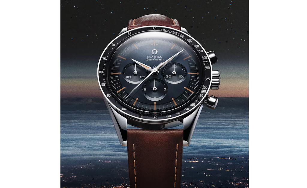 OMG Speedmaster Anniversary Series 40mm Mens Watch Blue -Brown Leather Strap
