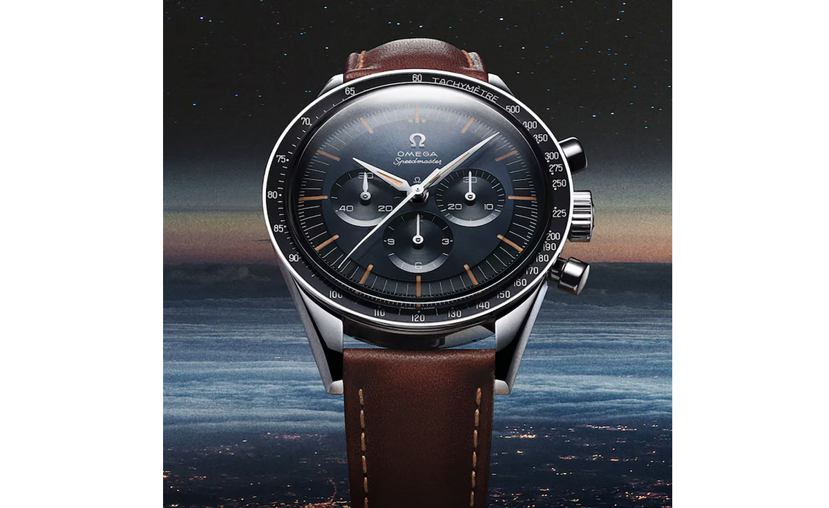 OMG Speedmaster Anniversary Series 40mm Mens Watch Blue -Brown Leather Strap