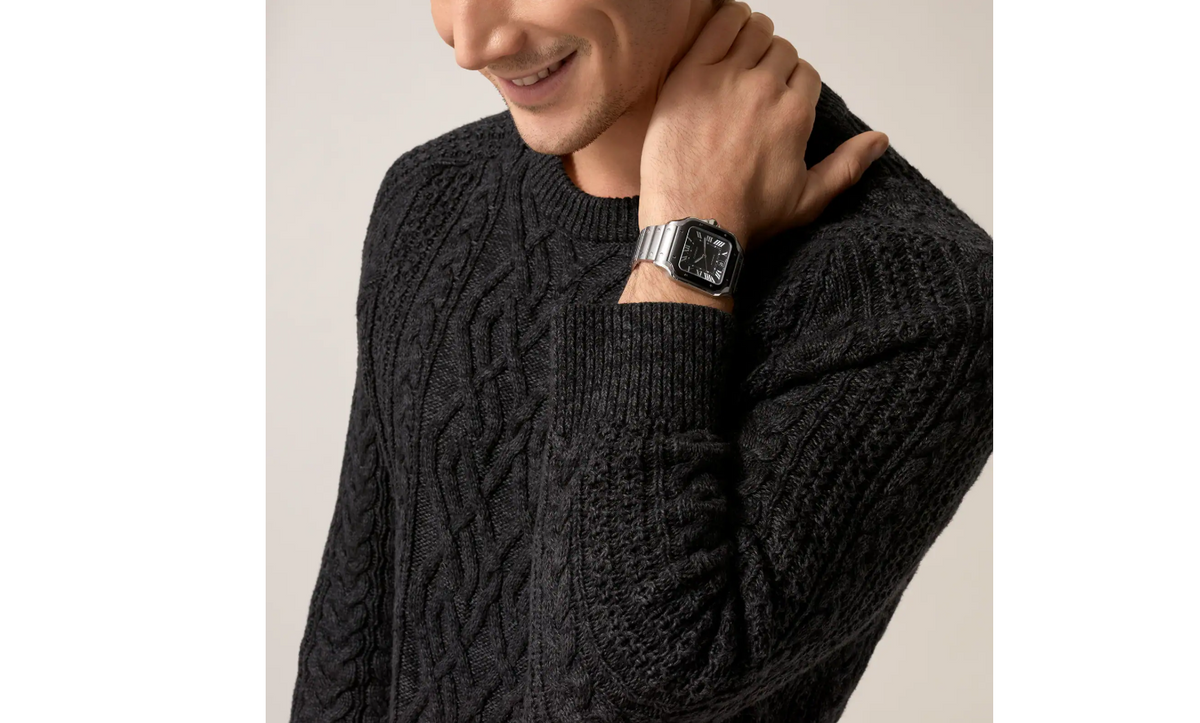 Santos De CRT Watch Large Model, Automatic Movement, Steel, ADLC, Interchangeable Metal And Rubber Bracelets