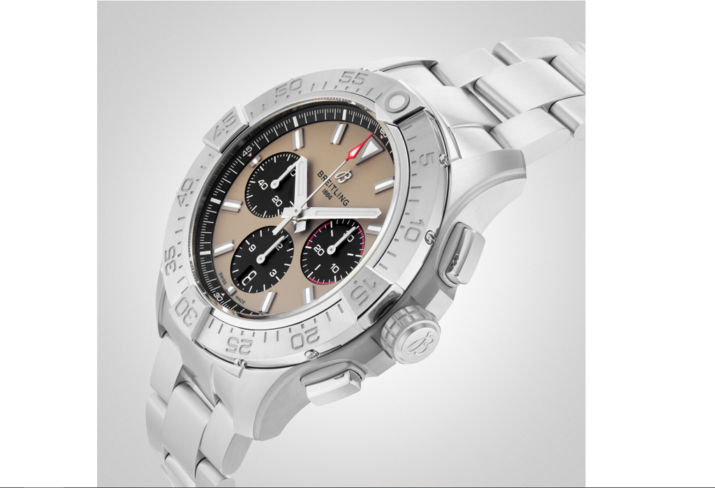 BRT Avenger Chronograph B01 44mm Mens Watch Beige Stainless Steel