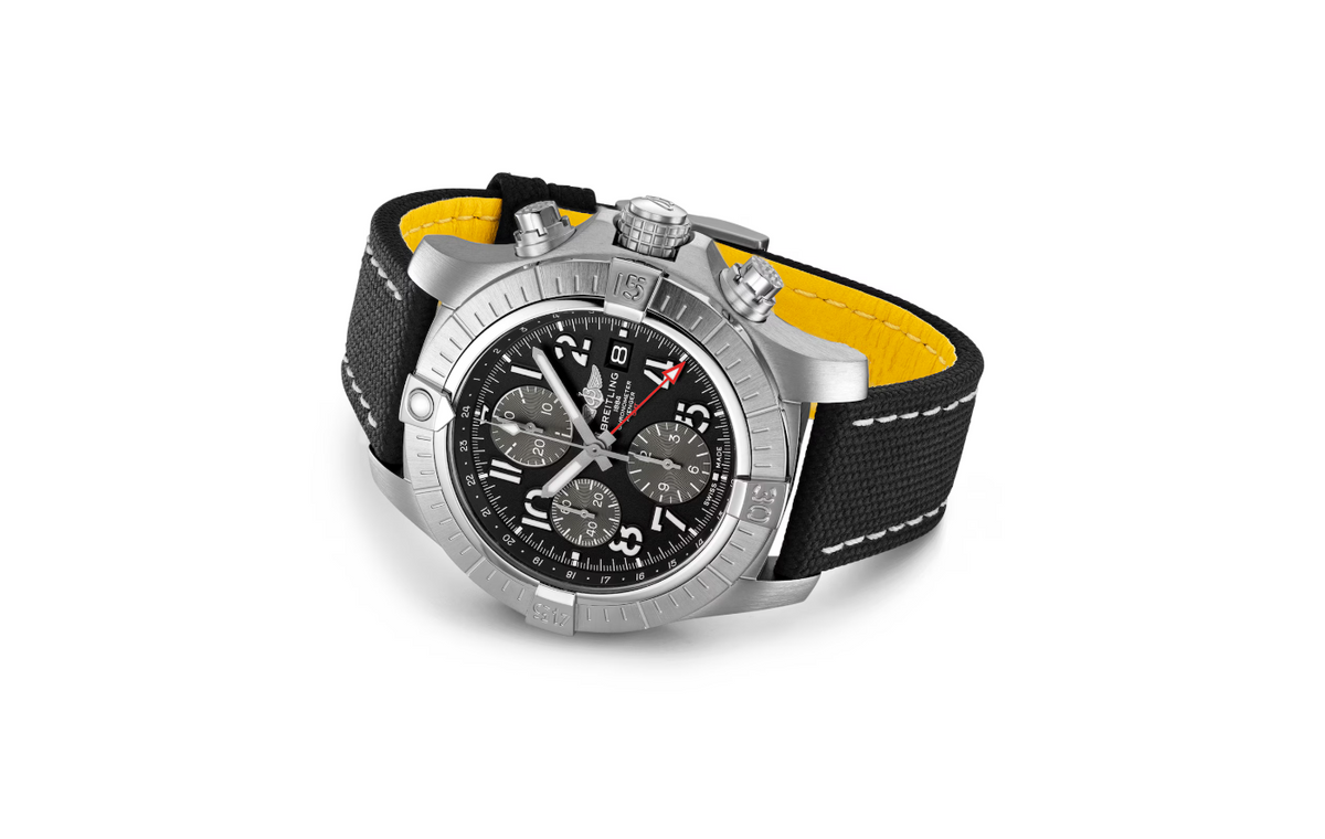 BRT Avenger Chronograph GMT 45 Stainless Steel Leather Strap Watch