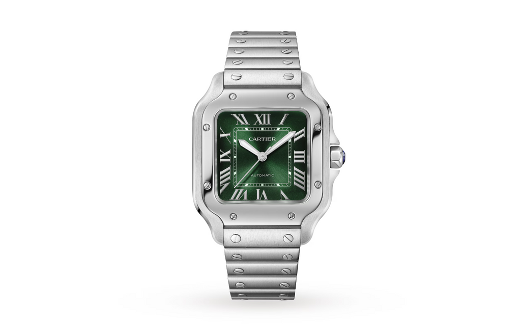 Santos de CRT Watch, Medium Model, Steel, Automatic, Interchangeable Leather Strap