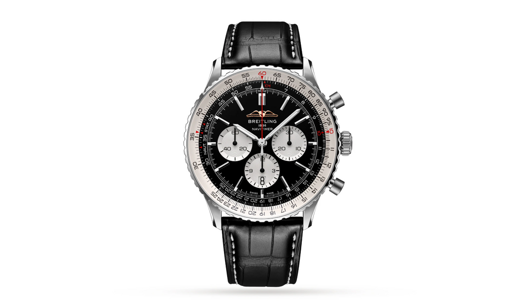 BRT Navitimer B01 Chronograph 46 Stainless Steel Leather Strap Watch