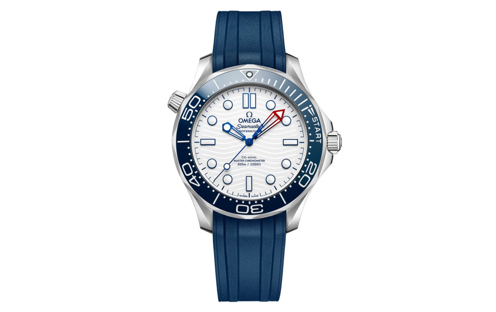 OMG Seamaster Diver Americas Cup 300m 42mm Mens Watch White Rubber Strap