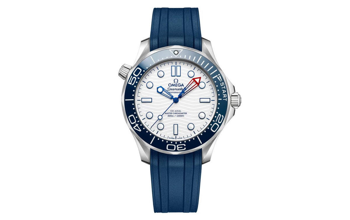 OMG Seamaster Diver Americas Cup 300m 42mm Mens Watch White Rubber Strap