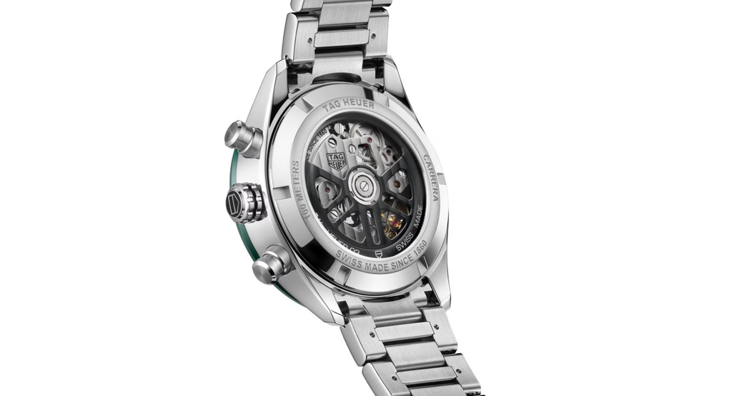 TGHR Carrera Chronograph 44mm Mens Watch Green Stainless Steel