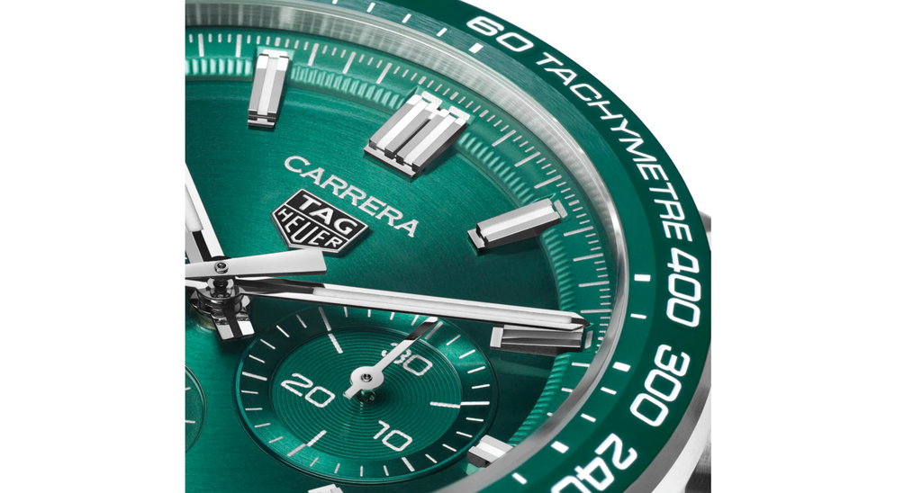 TGHR Carrera Chronograph 44mm Mens Watch Green Stainless Steel