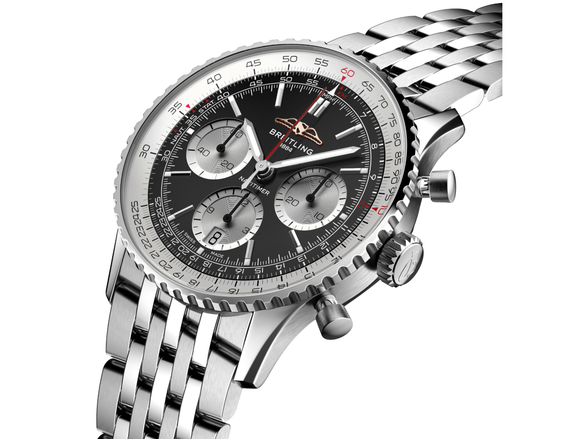 BRT Navitimer B01 Chronograph 41mm Mens Watch Black Stainless Steel