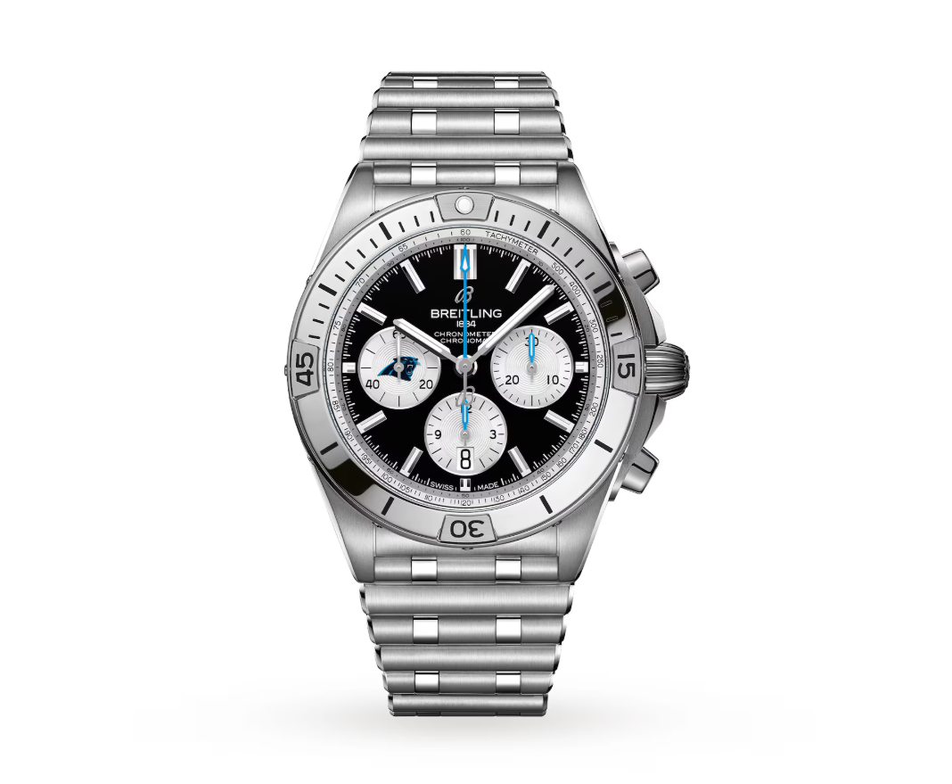 BRT Chronomat B01 42 Caroline Panthers Limited Edition Mens Watch Stainless Steel