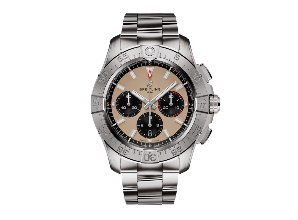 BRT Avenger Chronograph B01 44mm Mens Watch Beige Stainless Steel