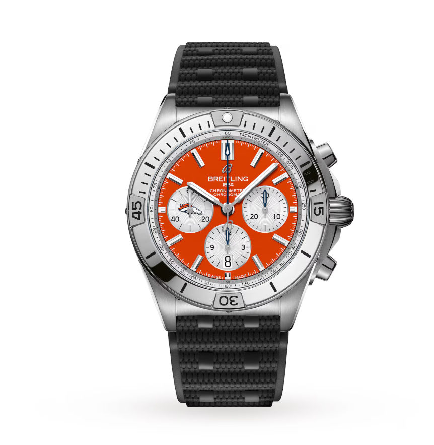 BRT Chronomat B01 42 Denver Broncos Limited Edition Mens Watch Rubber
