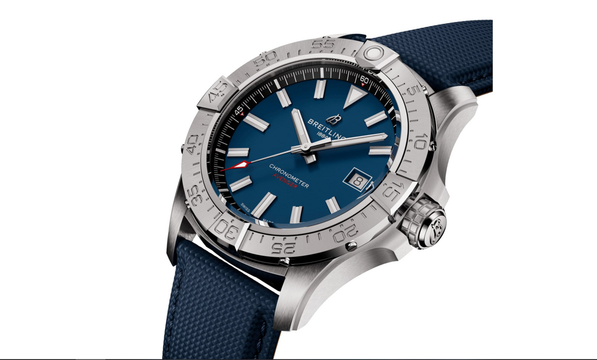 BRT Avenger Automatic 42mm Mens Watch Blue Leather