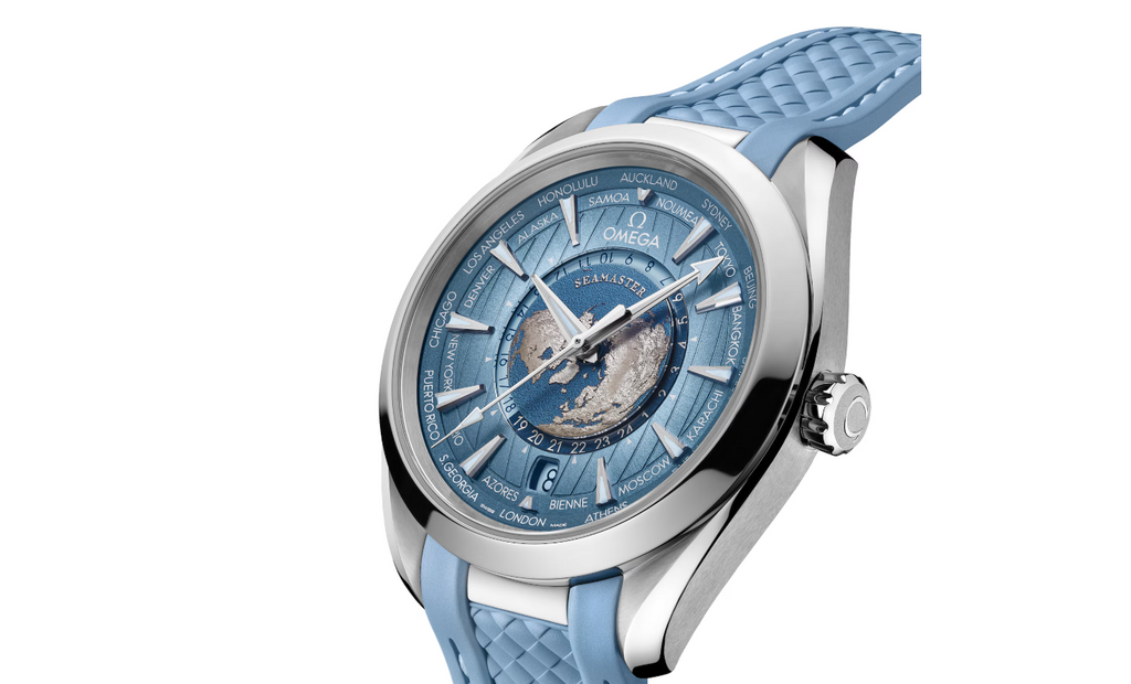 OMG Seamaster Aqua Terra 150M Co-Axial Master Chronometer Gmt Worldtimer 43mm Summer Blue