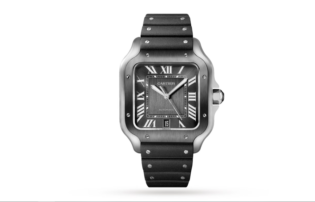 Santos De CRT Watch Large Model, Automatic Movement, Steel, ADLC, Interchangeable Metal And Rubber Bracelets