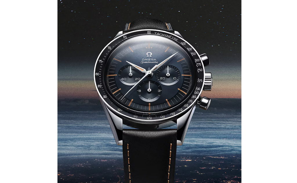 OMG Speedmaster Anniversary Series 40mm Mens Watch Blue -Black Leather Strap