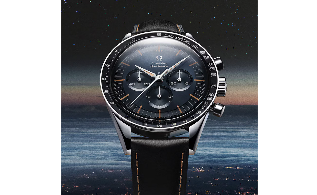 OMG Speedmaster Anniversary Series 40mm Mens Watch Blue -Black Leather Strap