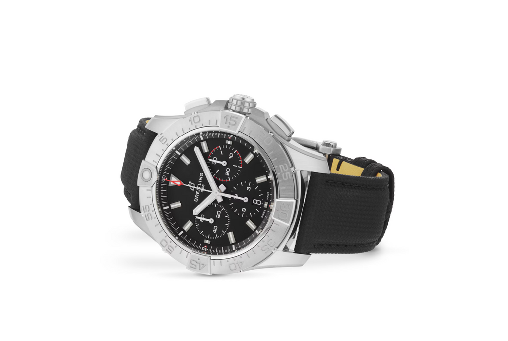 BRT Avenger Chronograph B01 44mm Mens Watch Black Leather