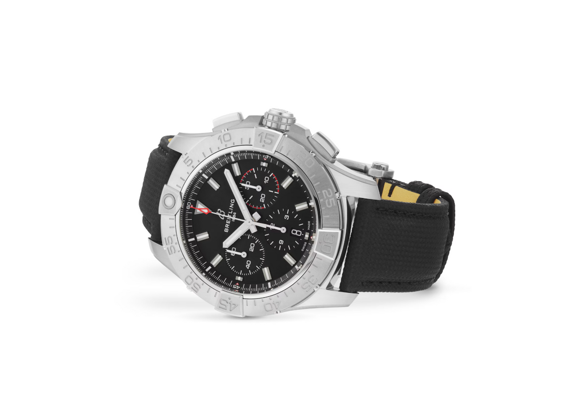 BRT Avenger Chronograph B01 44mm Mens Watch Black Leather