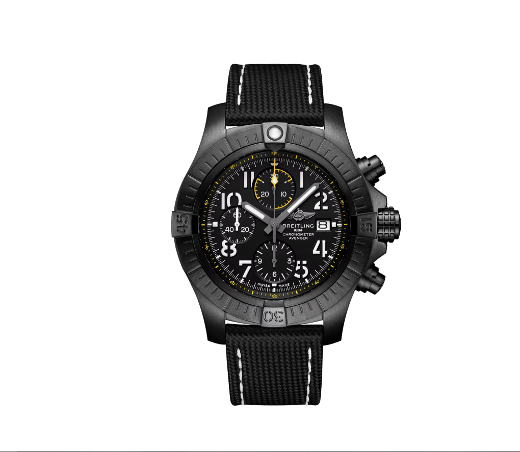 BRT Avenger Chronograph Night Mission 45mm Mens Watch Black
