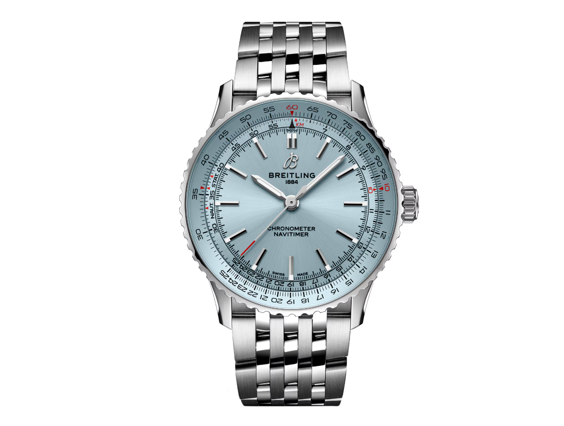 BRT Navitimer Automatic 41mm Mens Watch Light Blue Stainless Steel