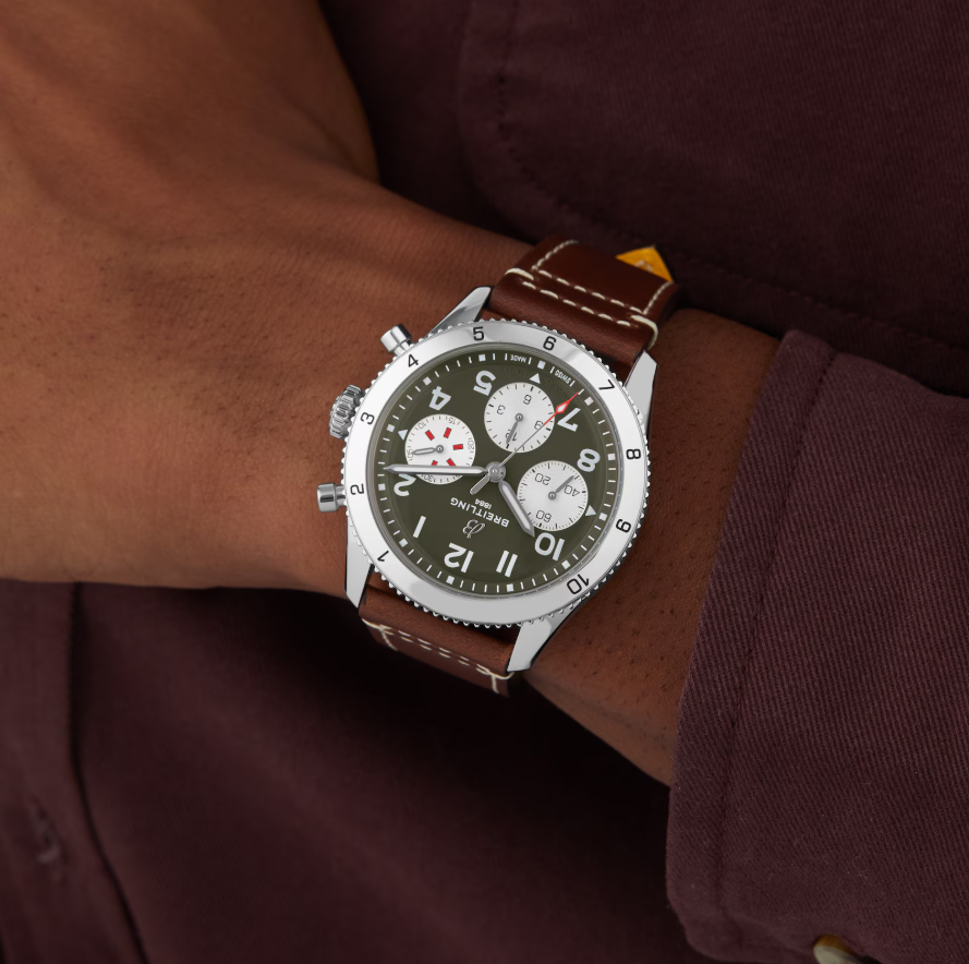 BRT Classic AVI Chronograph 42 Curtiss P-40 Warhawk Leather Strap Watch