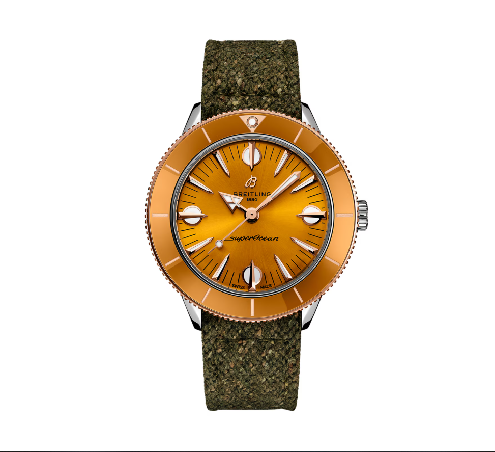 BRT Superocean Heritage '57 Highlands Capsule 38mm Mens Watch Yellow 2 Straps