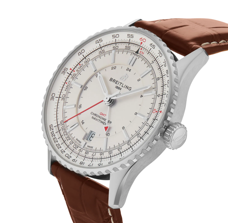 BRT Navitimer Automatic GMT 41mm Mens Watch Silver