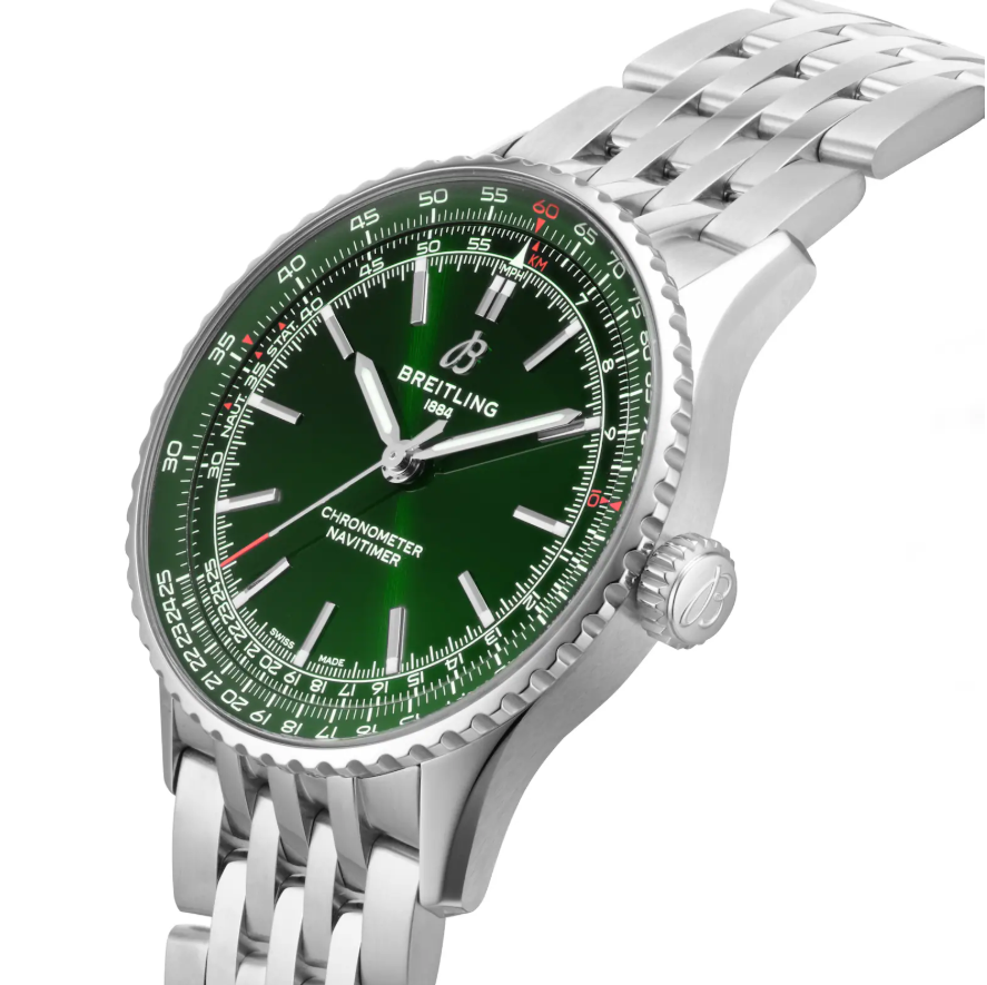 BRT Navitimer Automatic 41mm Mens Watch Green Stainless Steel