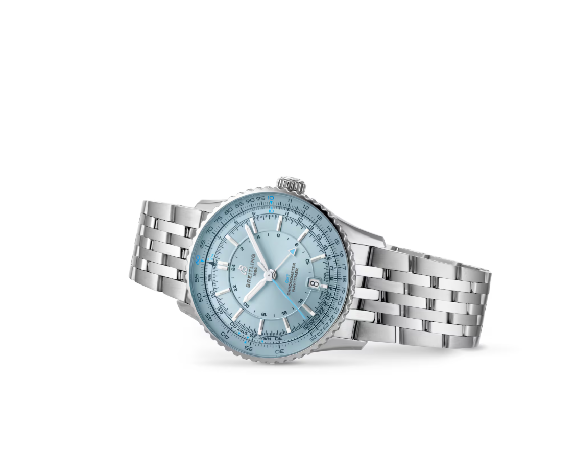 BRT Navitimer Automatic GMT 41mm Mens Watch Light Blue Stainless Steel