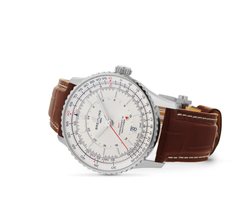 BRT Navitimer Automatic GMT 41mm Mens Watch Silver